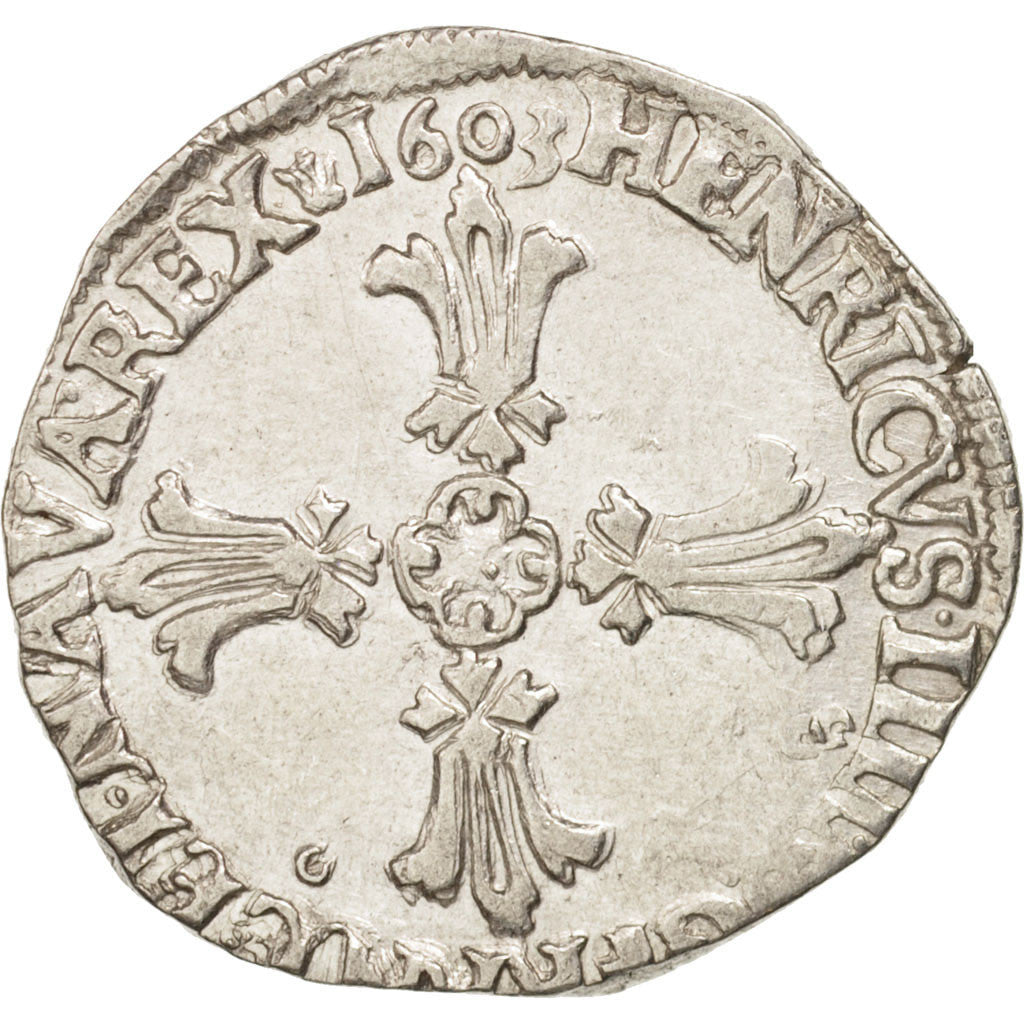 Frankreich, Henri IV, 1/4 Ecu, 1603, Rennes, AU(50-53), Silver, Sombart:4686