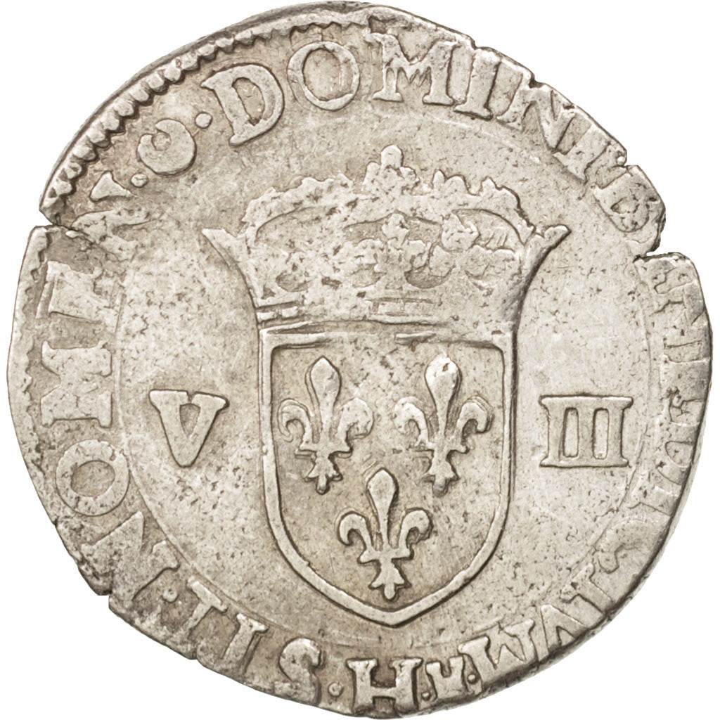 France, Henri IV, 1/8 Ecu, 1607, La Rochelle, VF(20-25), Silver, Sombart:4680