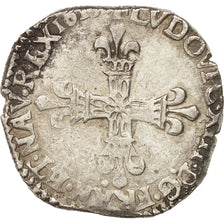 France, Louis XIII, 1/4 Écu, 1615, Nantes, VF(30-35), Silver, KM:47.16