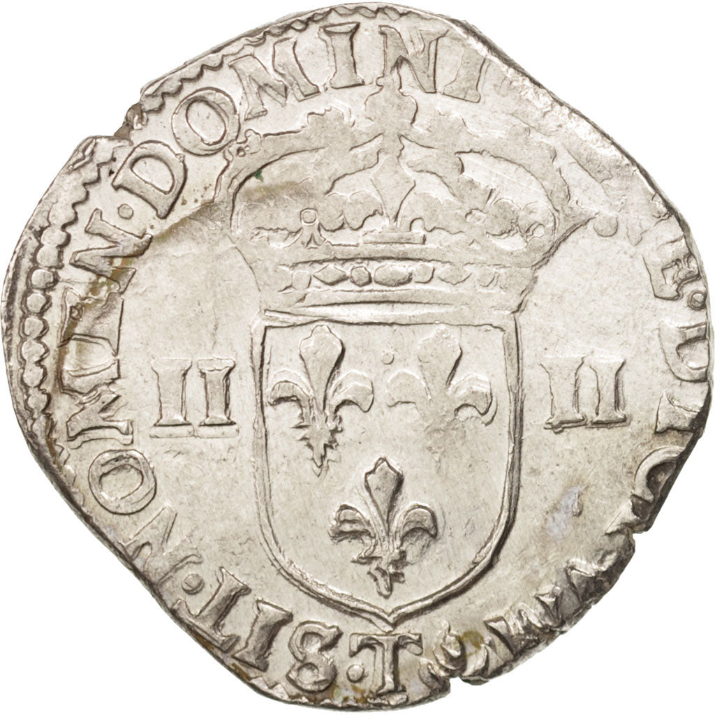 France, Louis XIII, 1/4 Écu, 1615, Nantes, VF(30-35), Silver, KM:47.16