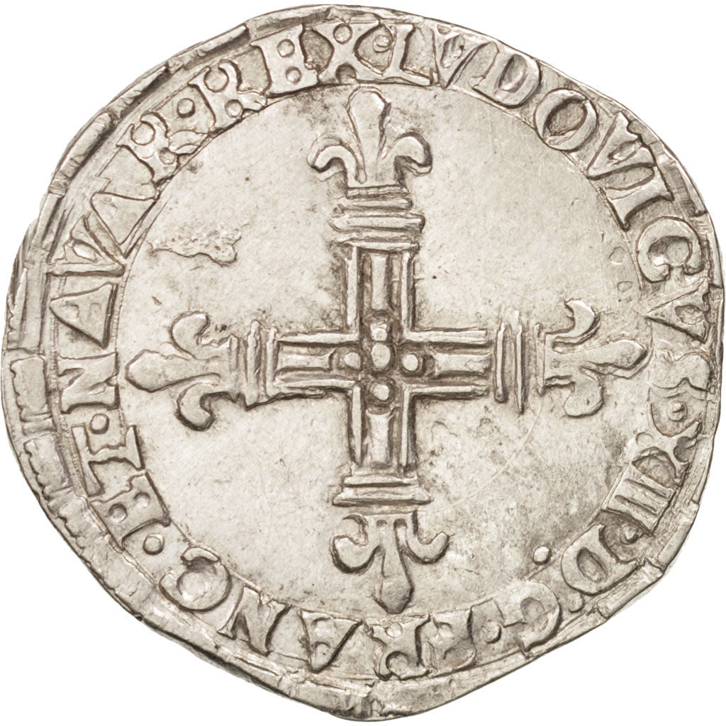 France, Louis XIII, 1/4 Écu de Navarre, 1617, Saint Palais, EF(40-45), KM:48