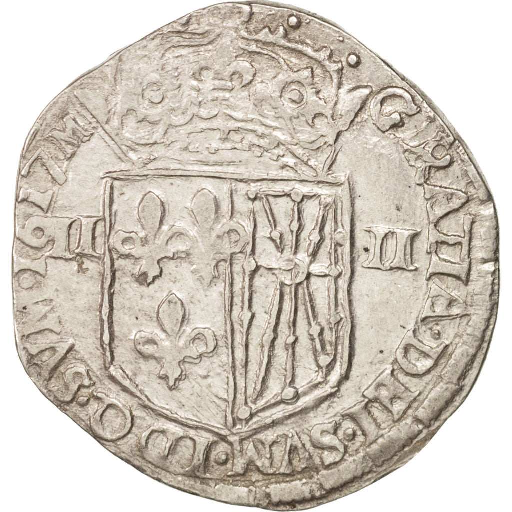 France, Louis XIII, 1/4 Écu de Navarre, 1617, Saint Palais, EF(40-45), KM:48