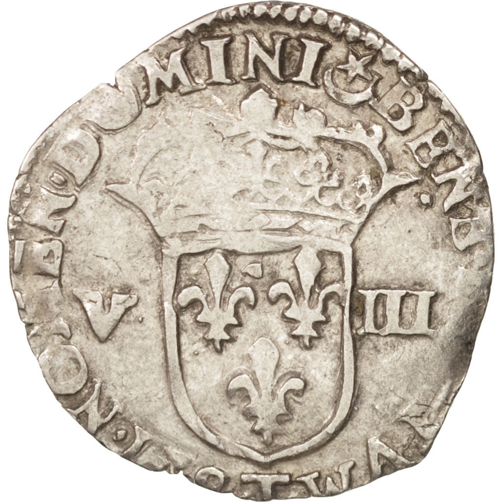 Francia, Louis XIII, 1/8 Écu à la croix, 1/8 Ecu, 1611, Nantes, MB+, Argent...