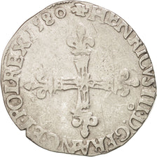 France, Henri III, 1/4 Ecu, 1580, Rennes, VF(30-35), Silver, Sombart:4662