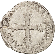 Coin, France, Charles X, 1/4 Ecu, 1591, Nantes, VF(30-35), Silver, Sombart:4670
