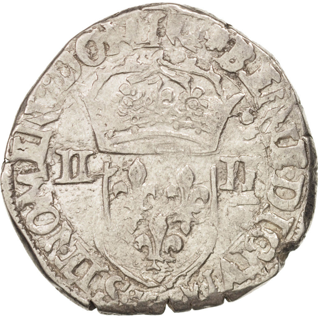 Coin, France, Charles X, 1/4 Ecu, 1591, Nantes, VF(30-35), Silver, Sombart:4670