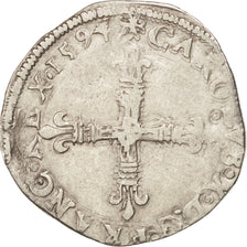 Monnaie, France, Charles X, 1/4 Ecu, 1594, Nantes, TB+, Argent, Sombart:4670