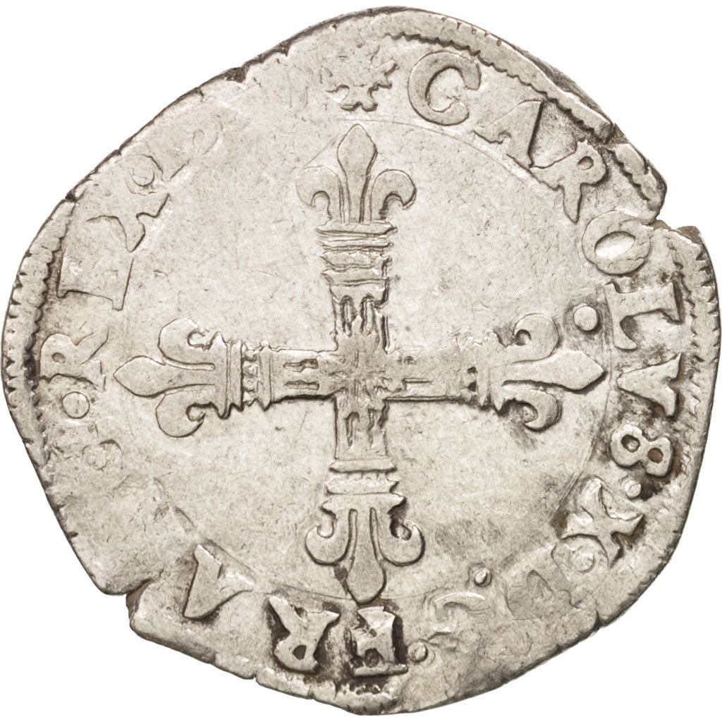 France, Charles X, 1/4 Ecu, 1597, Nantes, VF(30-35), Silver, Sombart:4670