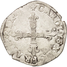 France, Charles X, 1/4 Ecu, 1597, Nantes, VF(30-35), Silver, Sombart:4670