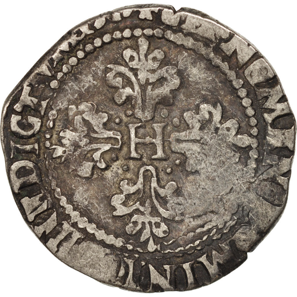 France, Henri III, Demi Franc, 157[-], Angers, VF(20-25), Silver, Sombart:4716