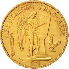 France, Génie, 20 Francs, 1876, Paris, AU(50-53), Gold, KM:825, Gadoury:1063