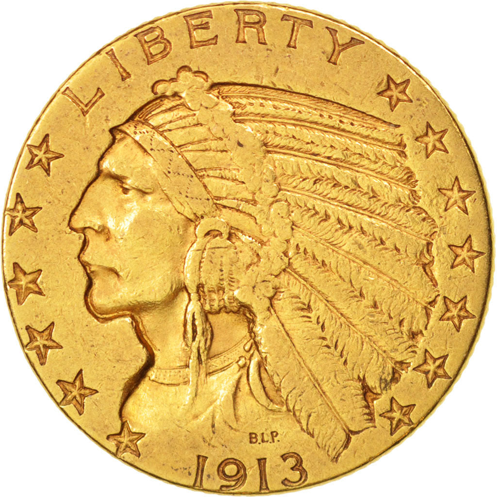 États-Unis, Indian Head, $5, 1913, Philadelphia, TTB, Or, KM:129