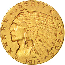 États-Unis, Indian Head, $5, 1913, Philadelphia, TTB, Or, KM:129