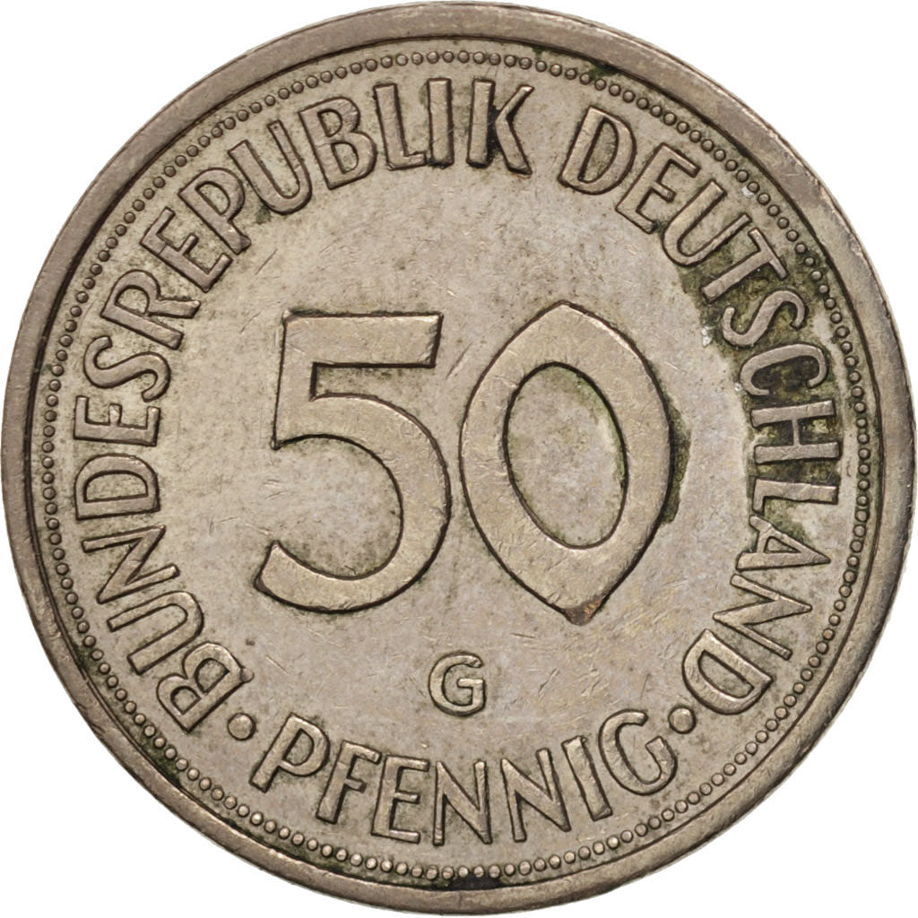 Moneda, ALEMANIA - REPÚBLICA FEDERAL, 50 Pfennig, 1985, Karlsruhe, EBC, Cobre -
