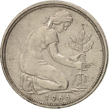 GERMANY - FEDERAL REPUBLIC, 50 Pfennig, 1966, Hamburg, AU(50-53), KM:109.1