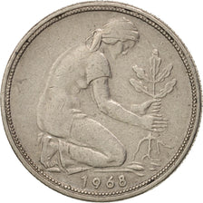 Coin, GERMANY - FEDERAL REPUBLIC, 50 Pfennig, 1968, Stuttgart, EF(40-45)