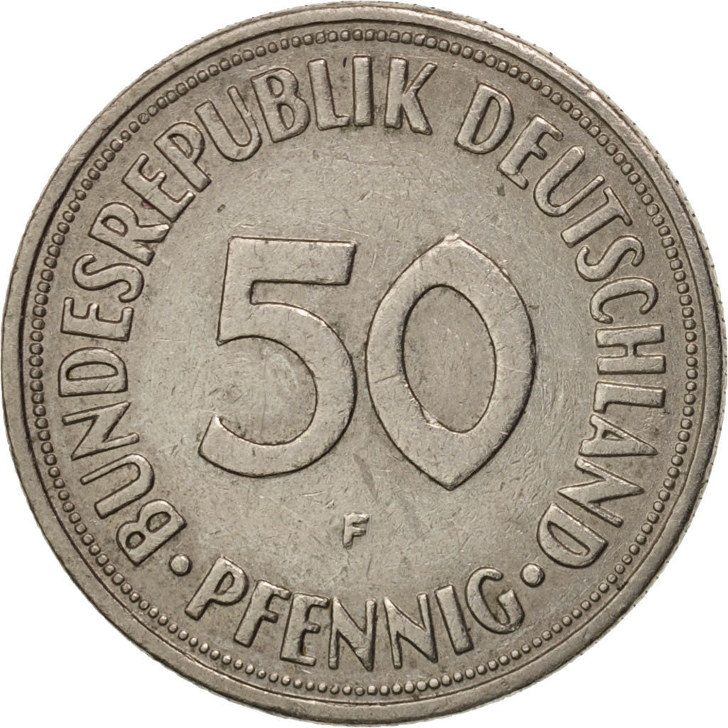 Coin, GERMANY - FEDERAL REPUBLIC, 50 Pfennig, 1968, Stuttgart, EF(40-45)