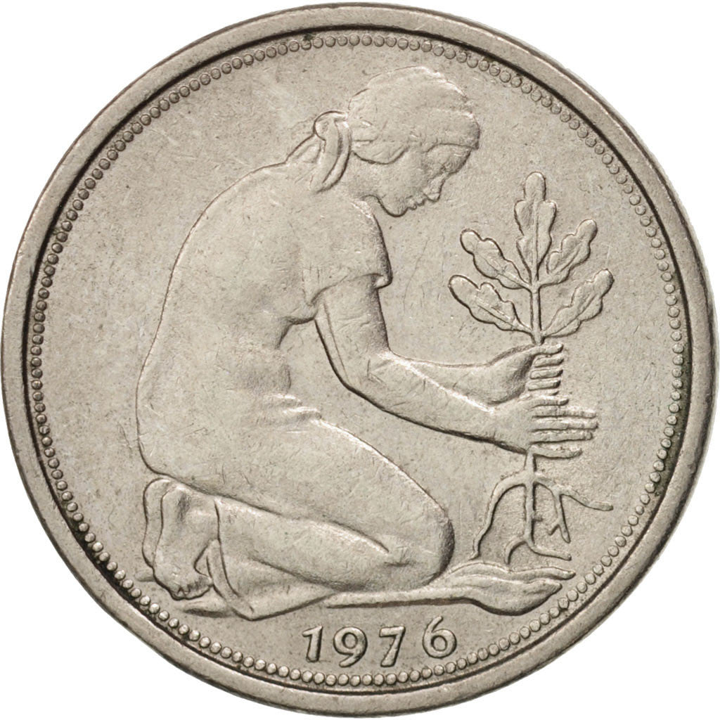 Coin, GERMANY - FEDERAL REPUBLIC, 50 Pfennig, 1976, Stuttgart, AU(50-53)