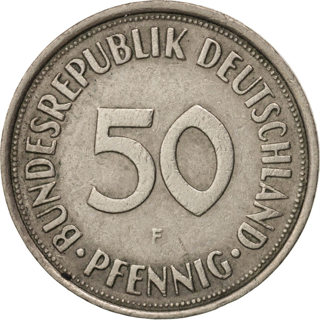 Moneta, Niemcy - RFN, 50 Pfennig, 1972, Stuttgart, EF(40-45), Miedź-Nikiel