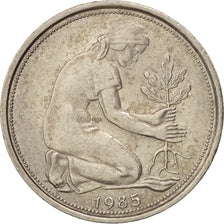 GERMANY - FEDERAL REPUBLIC, 50 Pfennig, 1985, Stuttgart, AU(55-58), KM:109.2