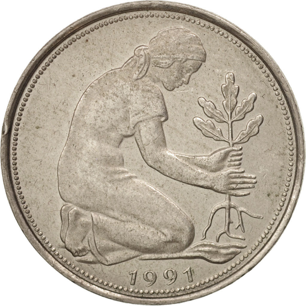 Monnaie, République fédérale allemande, 50 Pfennig, 1991, Stuttgart, SUP