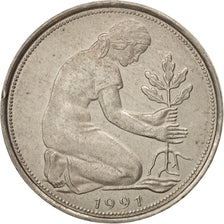 Monnaie, République fédérale allemande, 50 Pfennig, 1991, Stuttgart, SUP