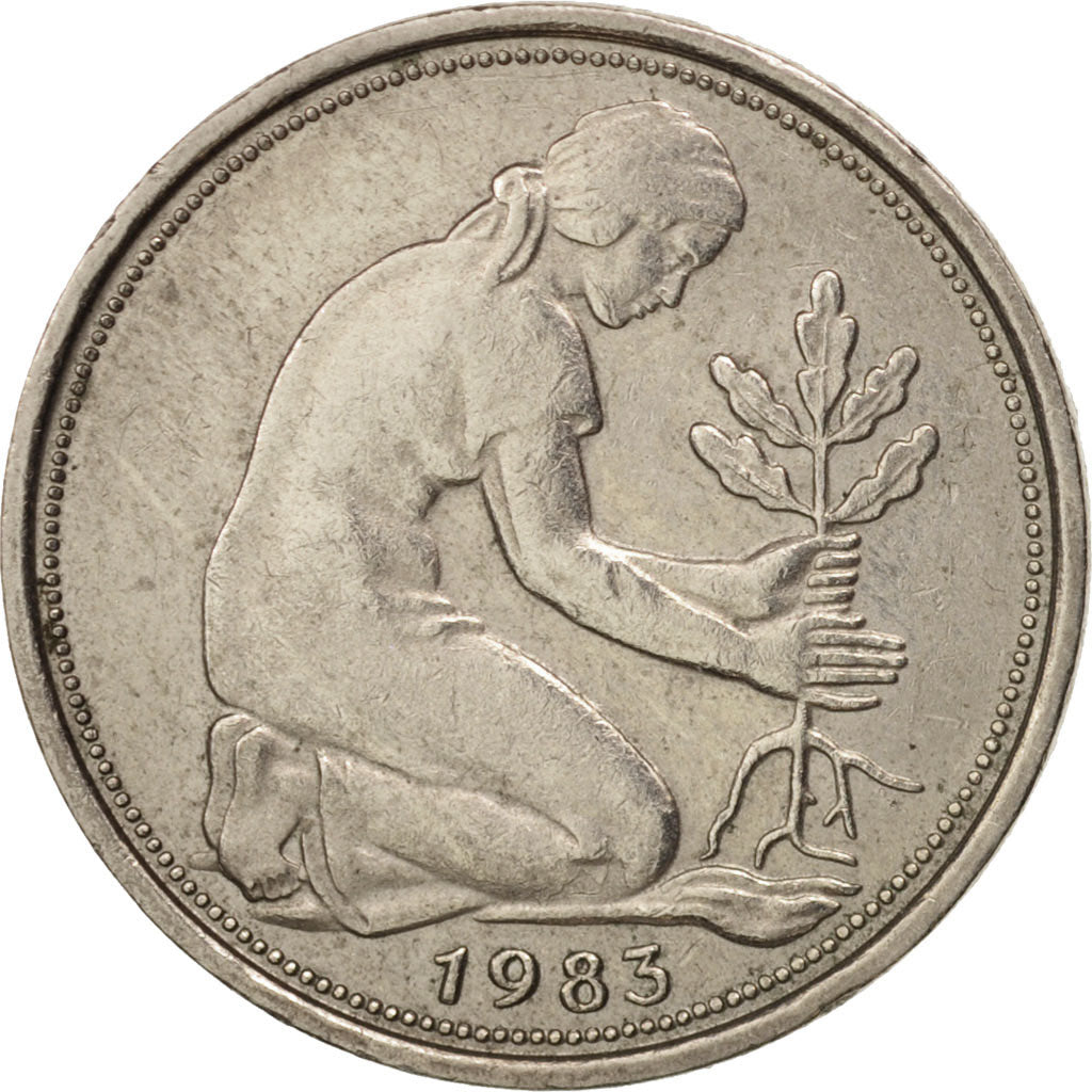 Coin, GERMANY - FEDERAL REPUBLIC, 50 Pfennig, 1983, Stuttgart, AU(50-53)