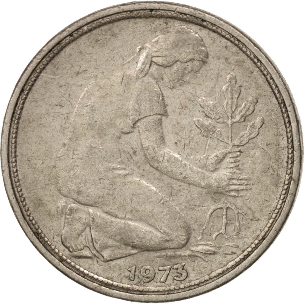 Coin, GERMANY - FEDERAL REPUBLIC, 50 Pfennig, 1973, Stuttgart, AU(50-53)
