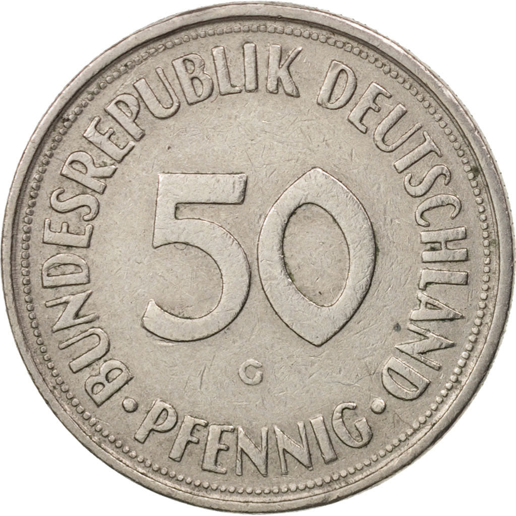 GERMANY - FEDERAL REPUBLIC, 50 Pfennig, 1950, Karlsruhe, AU(50-53), KM:109.1