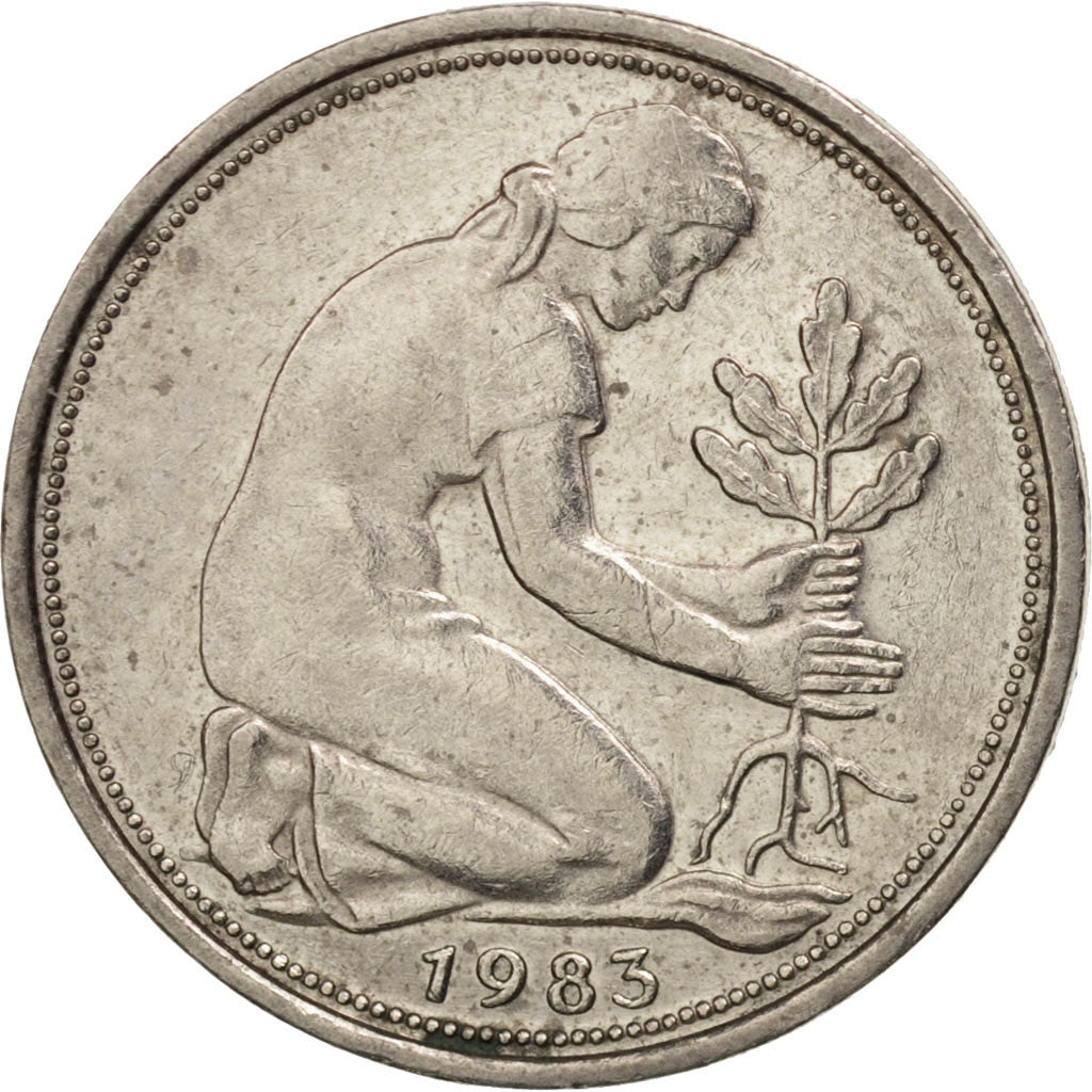Coin, GERMANY - FEDERAL REPUBLIC, 50 Pfennig, 1983, Karlsruhe, AU(55-58)