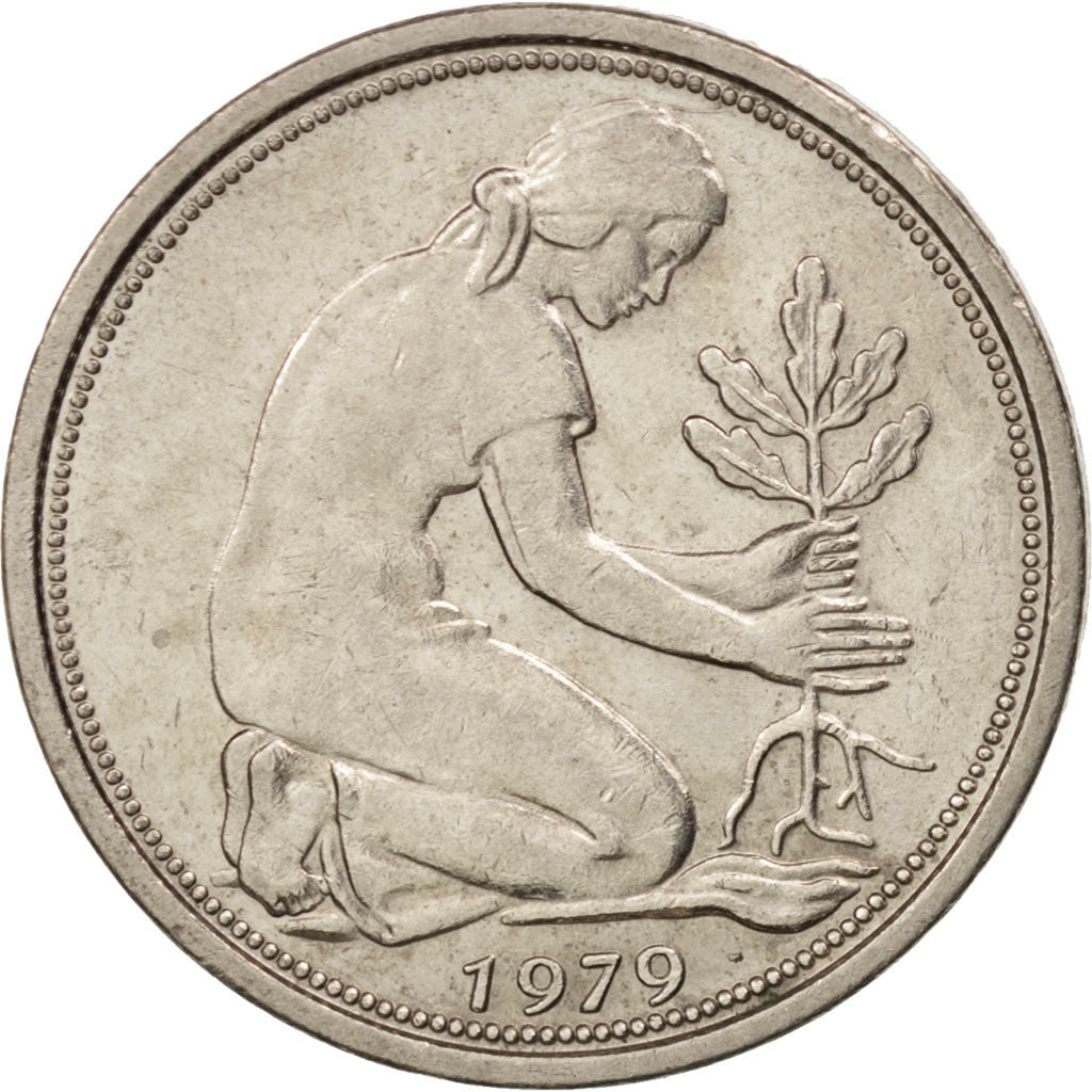 GERMANY - FEDERAL REPUBLIC, 50 Pfennig, 1979, Karlsruhe, MS(60-62), KM:109.2