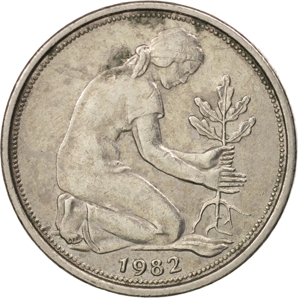 Coin, GERMANY - FEDERAL REPUBLIC, 50 Pfennig, 1982, Karlsruhe, AU(50-53)