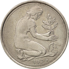GERMANY - FEDERAL REPUBLIC, 50 Pfennig, 1976, Hamburg, AU(55-58), KM:109.2