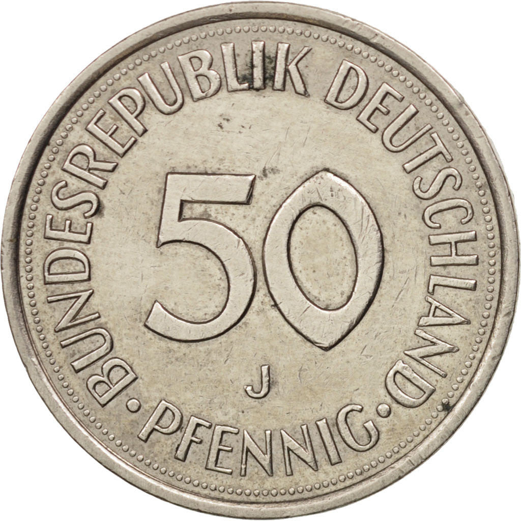GERMANY - FEDERAL REPUBLIC, 50 Pfennig, 1976, Hamburg, AU(55-58), KM:109.2
