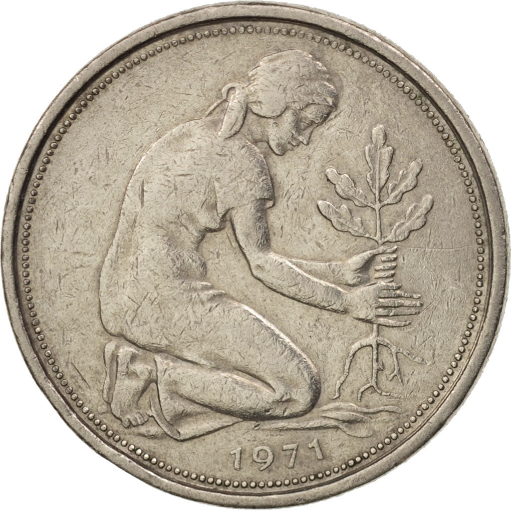Coin, GERMANY - FEDERAL REPUBLIC, 50 Pfennig, 1971, Hamburg, EF(40-45)