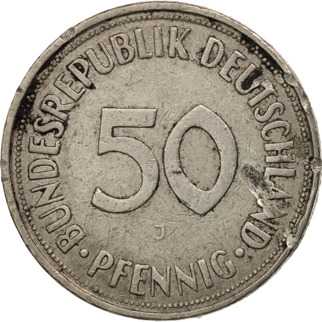 Coin, GERMANY - FEDERAL REPUBLIC, 50 Pfennig, 1967, Hamburg, EF(40-45)