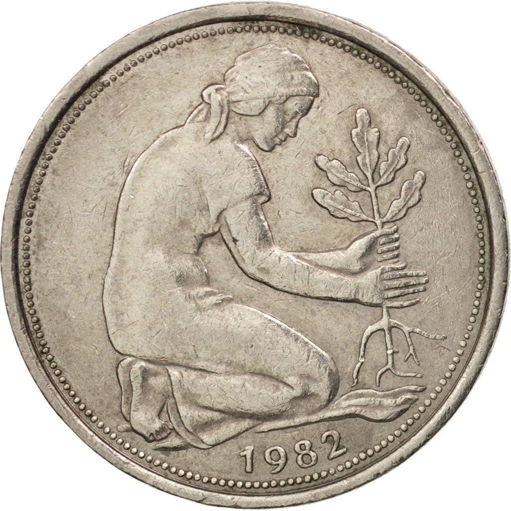 Coin, GERMANY - FEDERAL REPUBLIC, 50 Pfennig, 1982, Hamburg, AU(50-53)