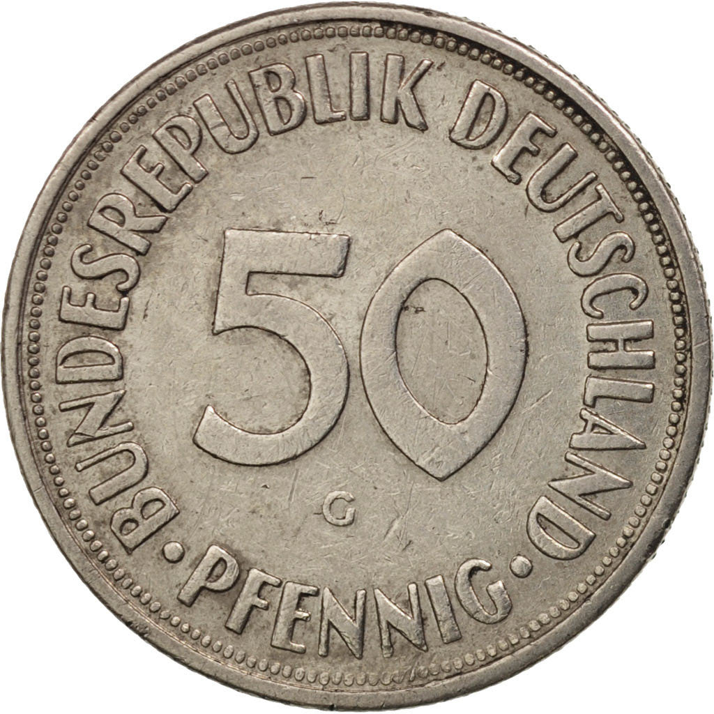 Coin, GERMANY - FEDERAL REPUBLIC, 50 Pfennig, 1970, Karlsruhe, EF(40-45)