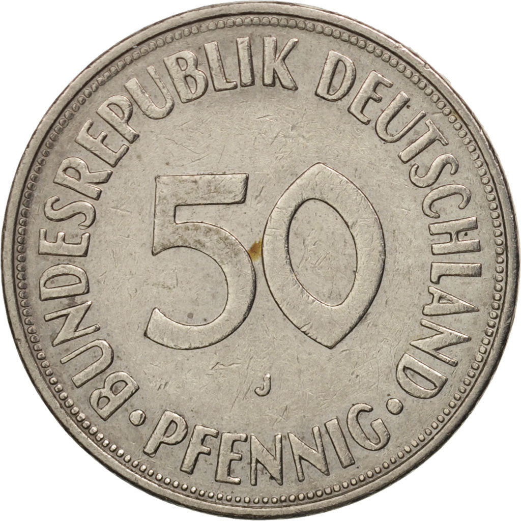 Coin, GERMANY - FEDERAL REPUBLIC, 50 Pfennig, 1974, Hamburg, EF(40-45)