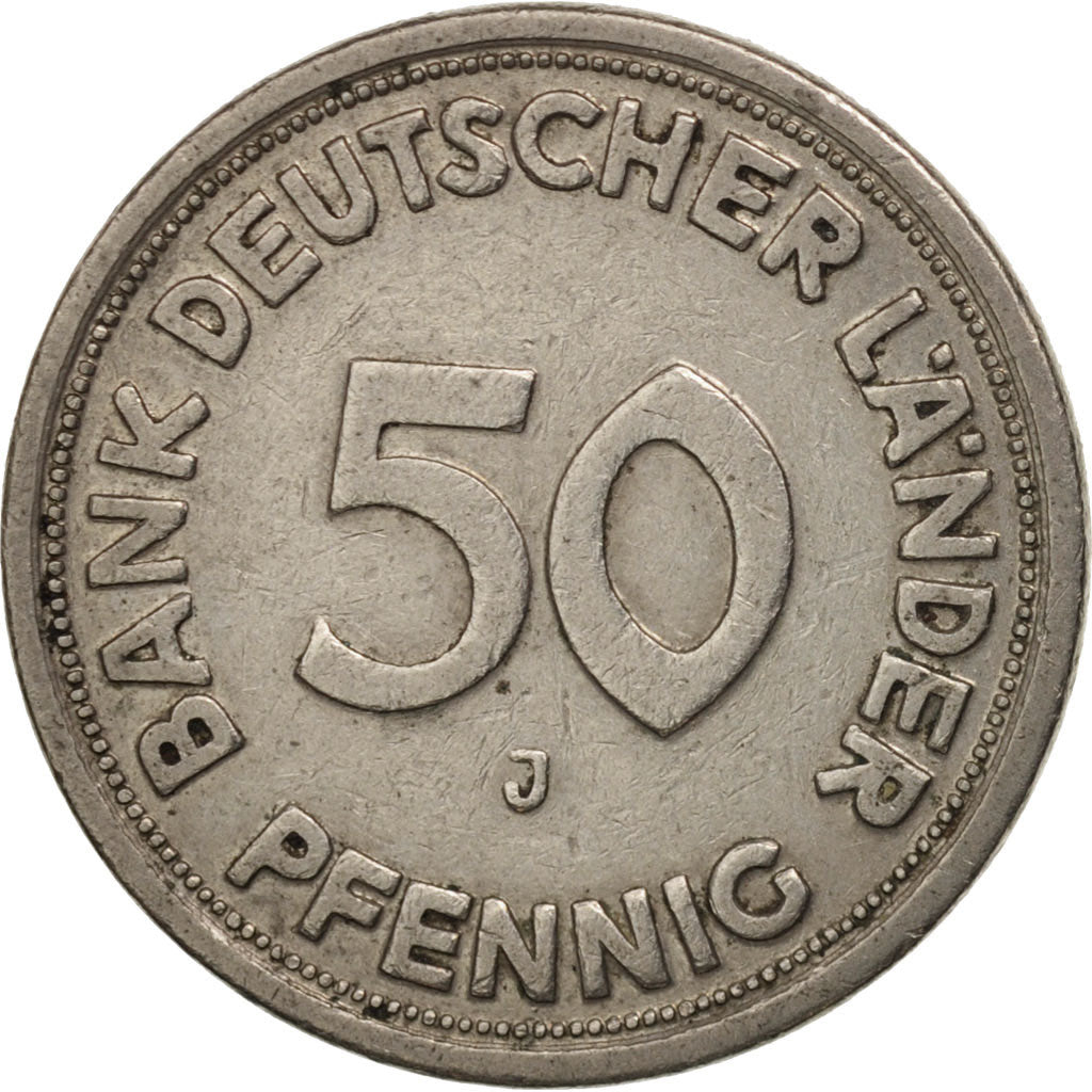 Coin, GERMANY - FEDERAL REPUBLIC, 50 Pfennig, 1949, Hamburg, EF(40-45)