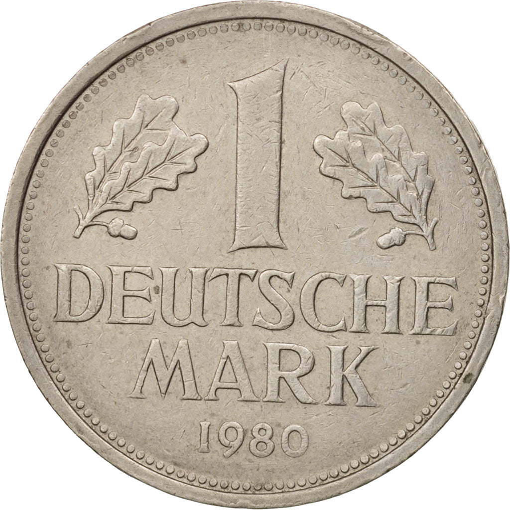 Moneta, Niemcy - RFN, Mark, 1980, Stuttgart, AU(55-58), Miedź-Nikiel, KM:110