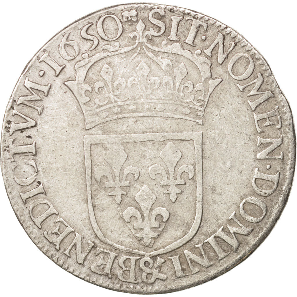 Frankreich, Louis XIV, 1/2 Écu, 1650, Aix-en-Provence, VF(20-25), KM:164.23