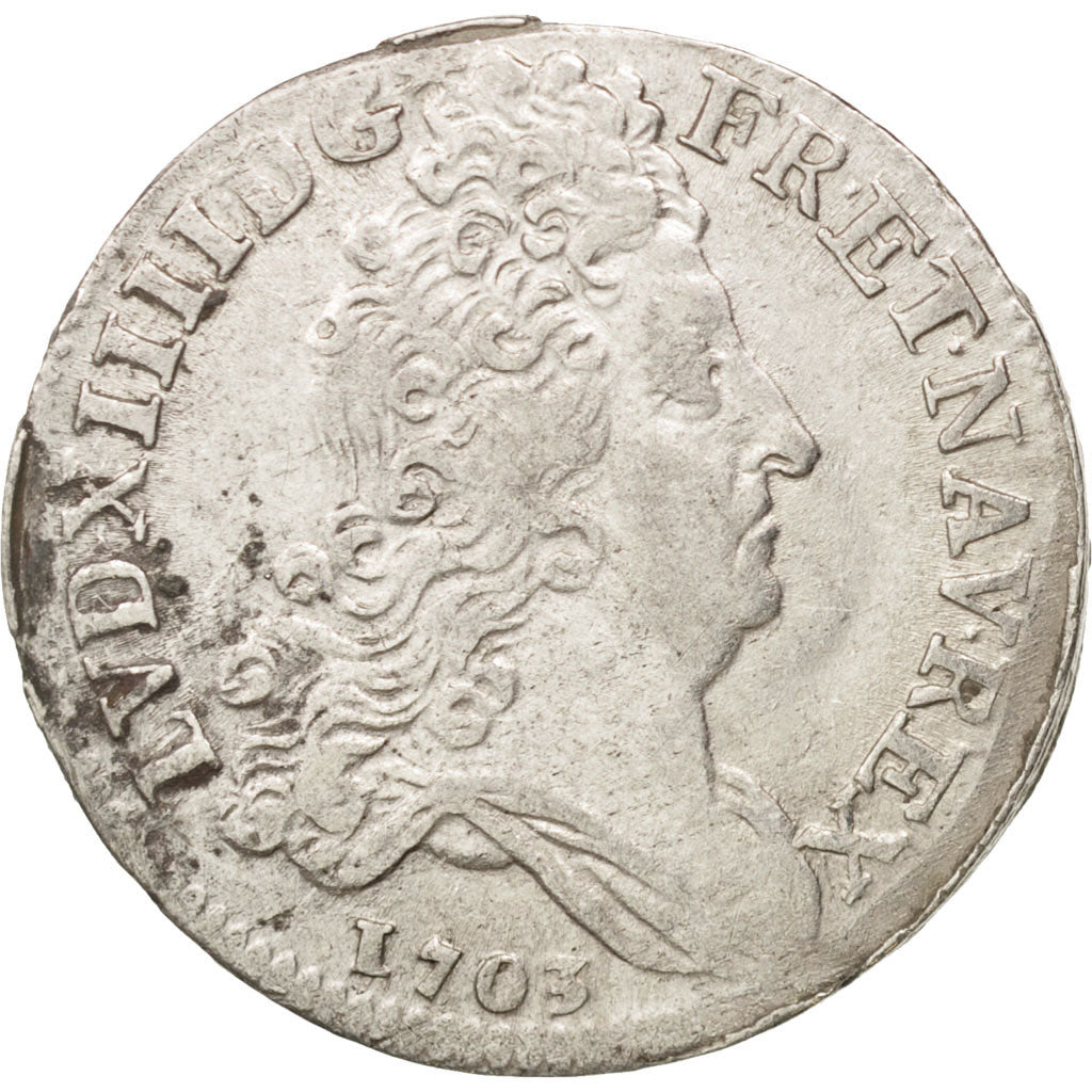 France, Louis XIV, 10 Sols aux insignes, 1703, Paris, EF(40-45), KM:349.1