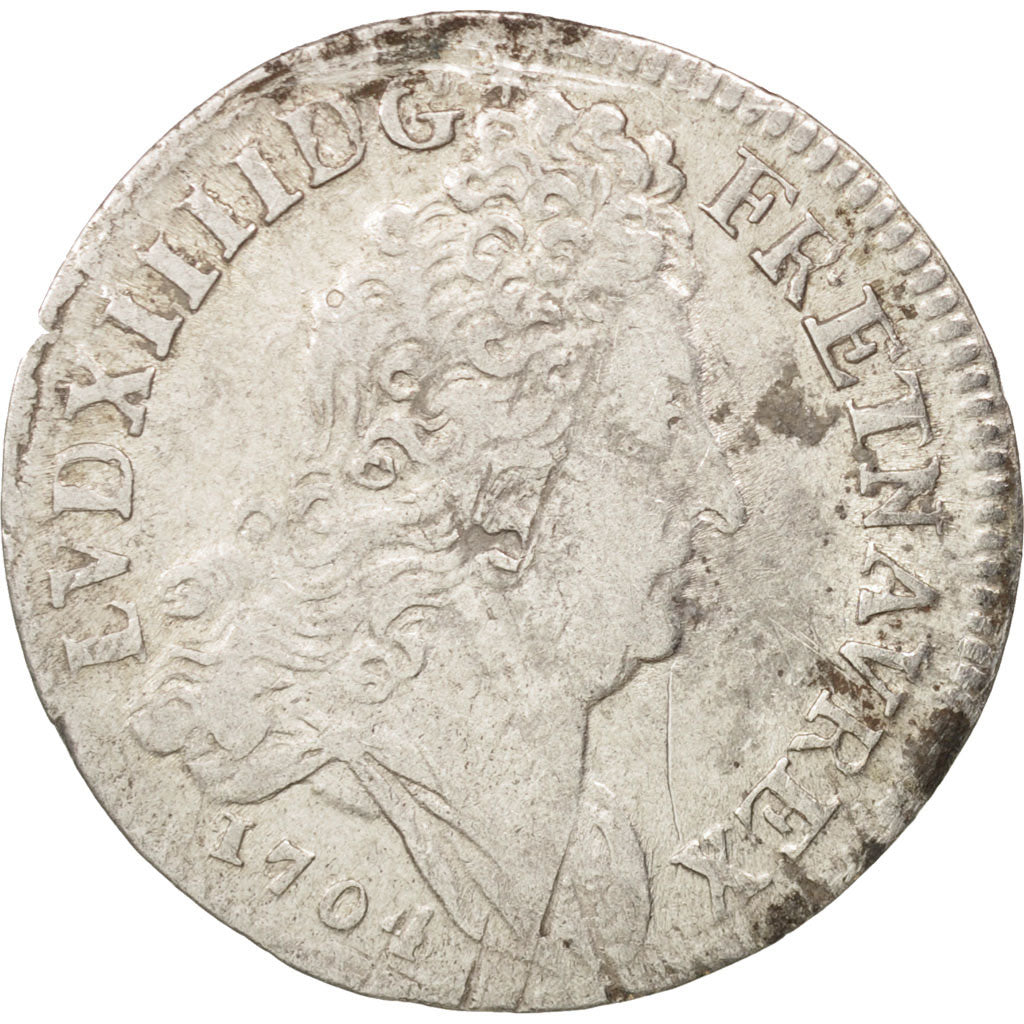 Francia, Louis XIV, 10 Sols aux insignes, 10 Sols-1/8 Ecu, 1704, Paris, BB, A...