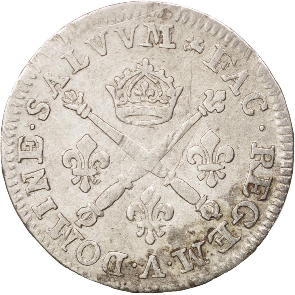 France, Louis XIV, 10 Sols aux insignes, 1706, Paris, VF(20-25), KM:349.1