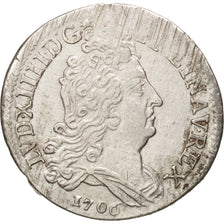 France, Louis XIV, 10 Sols aux insignes, 1706, Paris, AU(50-53), KM:349.1