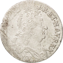 France, Louis XIV, 10 Sols aux insignes, 1707, Rouen, VF(30-35), KM:349.2