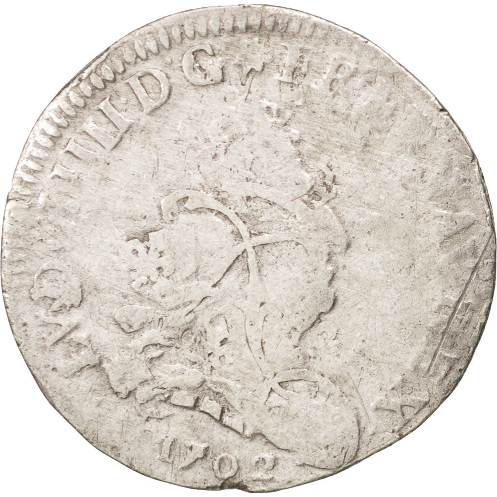 Francia, Louis XIV, 5 Sols aux insignes, 5 Sols, 1/16 ECU, 1702, Lille, B+, A...