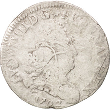Francia, Louis XIV, 5 Sols aux insignes, 5 Sols, 1/16 ECU, 1702, Lille, B+, A...