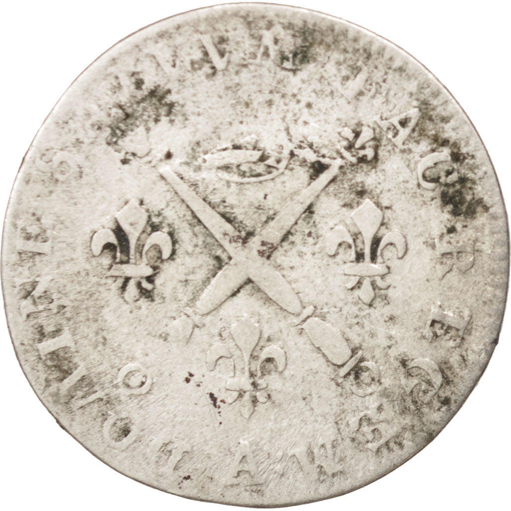 France, Louis XIV, 5 Sols aux insignes, 1702, Paris, VF(20-25), KM:337.1